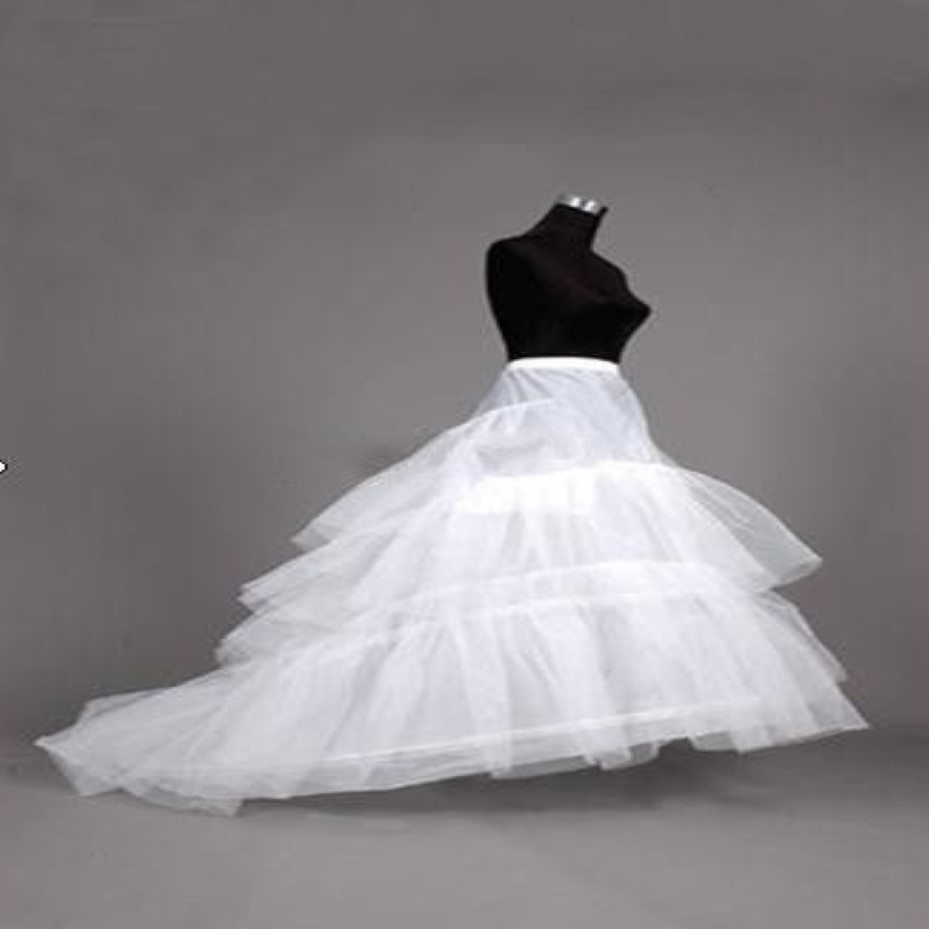 En Stock nouveau Long Train robes de mariée 3 cerceaux jupon sous-jupe crinoline sous-robe Slip femmes jupe robe Petticoat257l