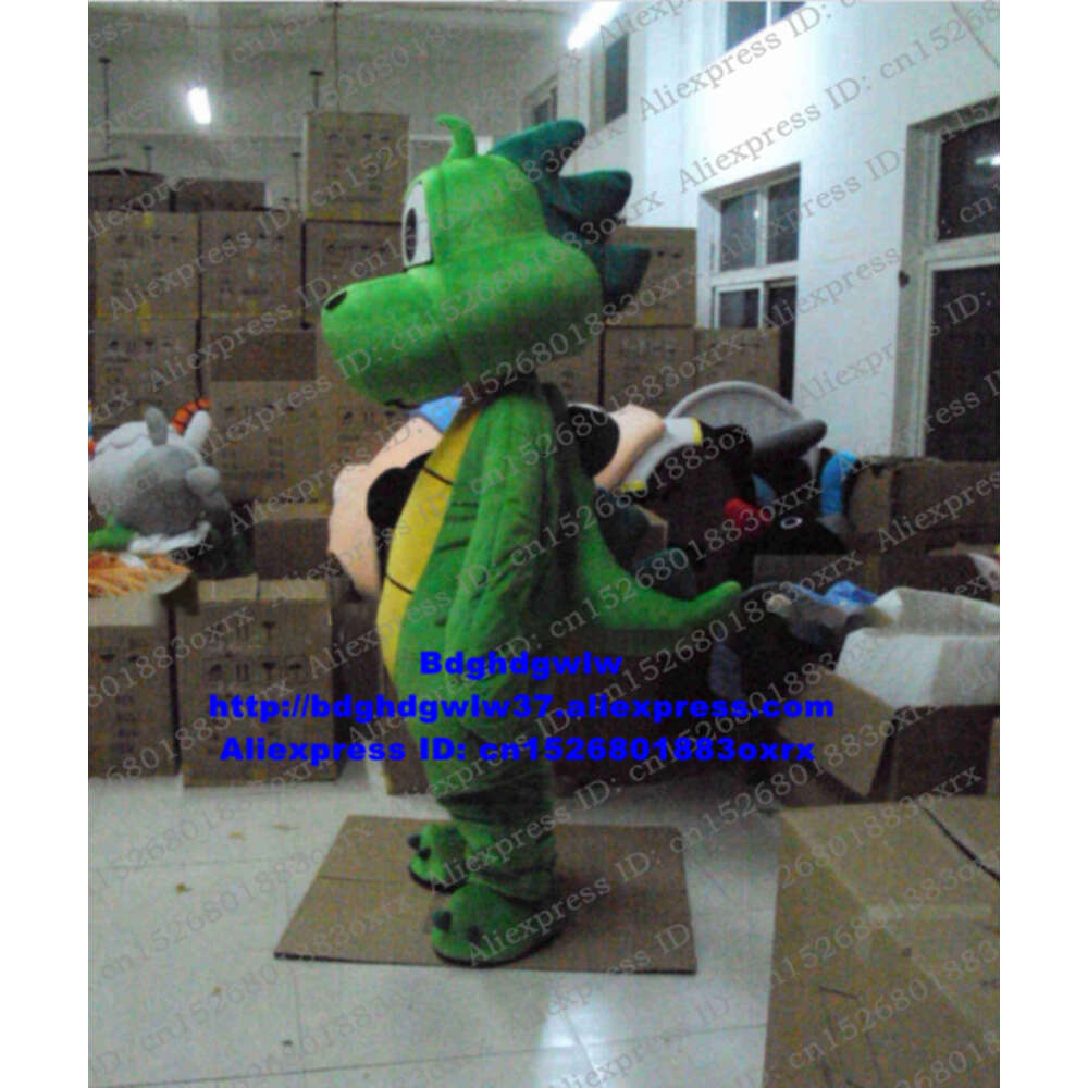 Costumi della mascotte Dinosauro verde Dino Costume della mascotte Personaggio dei cartoni animati adulti Vestito Vestito Spettacoli teatrali Pubblicità quadrata Zx2921