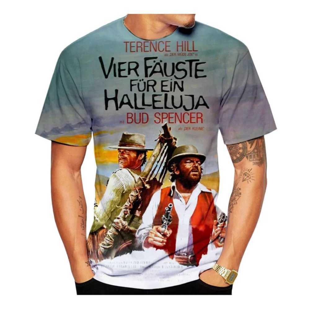 Homens camisetas Bud Spencer Terence Hill 3D Impressão Mens Camisetas Moda Casual O-pescoço Manga Curta Tees Hip Hop Harajuku Verão Oversized Tops