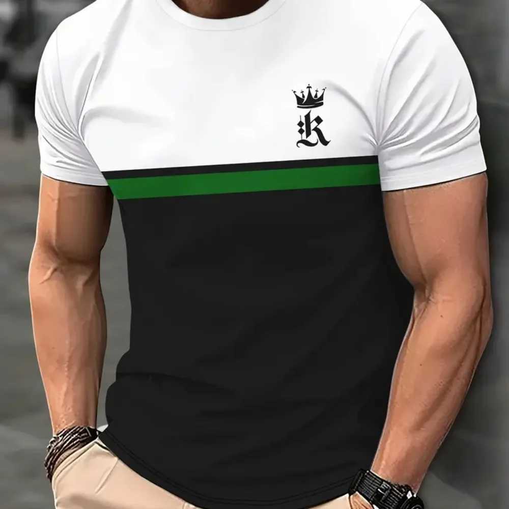 Homens camisetas Casual Imprimir Mens 3D Camiseta Stripe Roupas Verão Manga Curta Tee Harajuku Street T-shirt Diariamente Masculino Oversized O-pescoço Pulôver