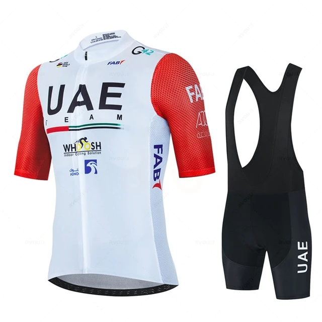 2024 UAE 사이클링 저지 세트 19D 자전거 반바지 키트 ROPA CICLISTO MENS 여름 QUICK DRY BIYCLING MAILLOT 바닥 의류