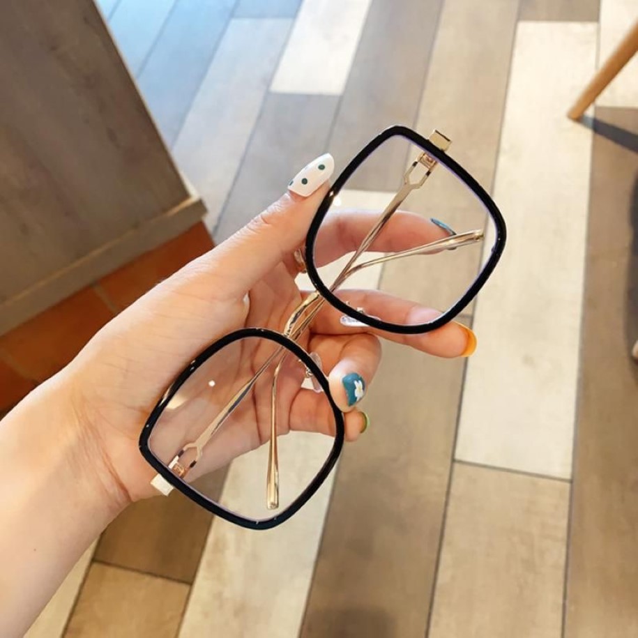 Fashion Sunglasses Frames Oversized Alloy Square Clear Glasses For Women Vintage Green Orange Big Eyeglasses Elegant Shades Black 268Q