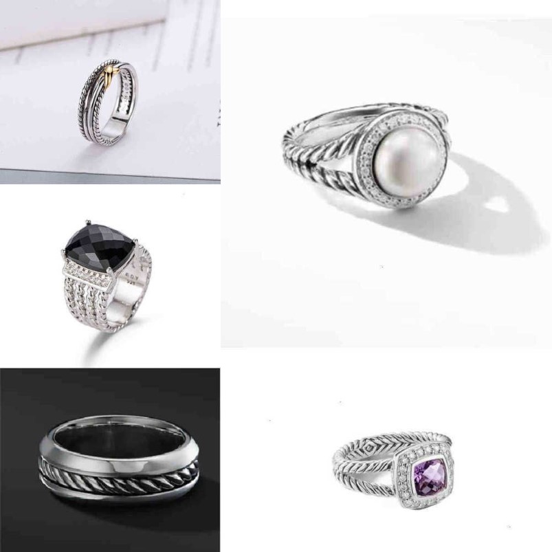 Zilveren Ringen Thai Dy Plated ed Tweekleurige Selling Cross Zwarte Ring Damesmode Platina Jewelry2857