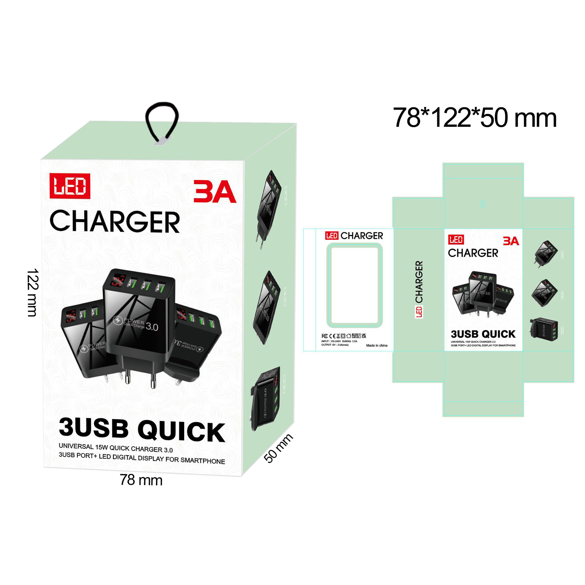 3 chargeur mural USB Charge rapide 3.1A adaptateur de Charge rapide affichage numérique LCD chargeur de téléphone US EU pour iPhone 15 14 13 12 11 Pro Max Huawei Samsung voyage téléphone intelligent