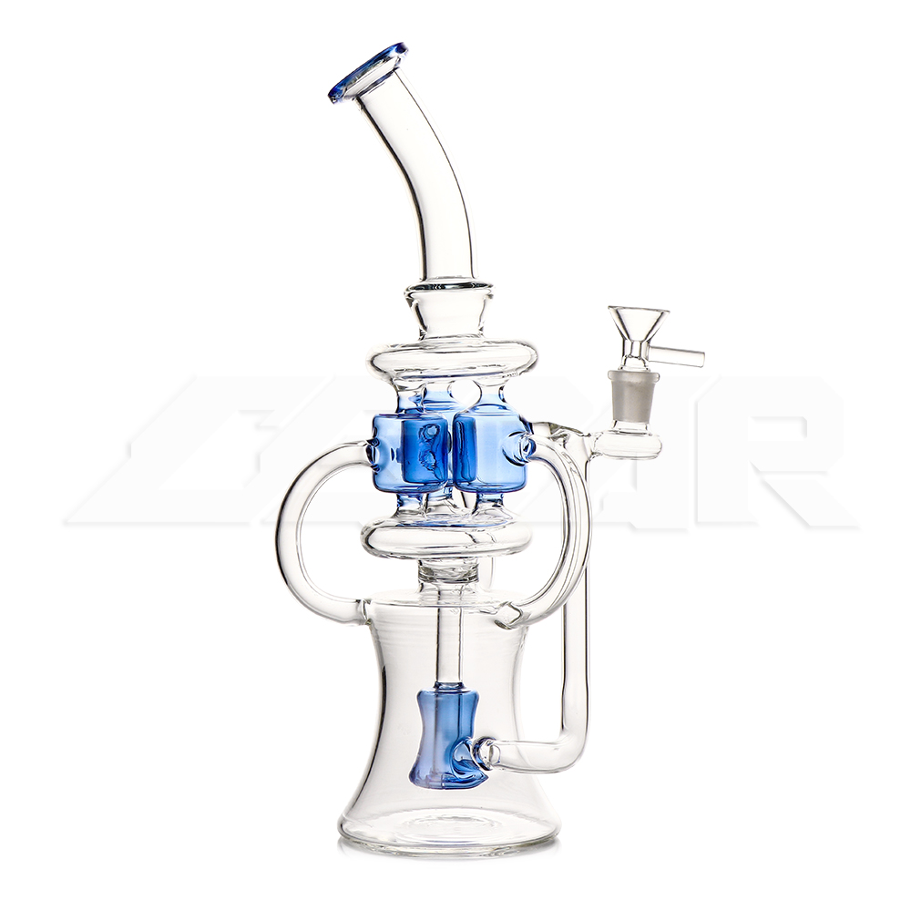 9,8 pouces Dab Rig coloré verre Bongs narguilés en ligne Perc conduites d'eau 14mm Joint huile plates-formes recycleur Bong barboteur