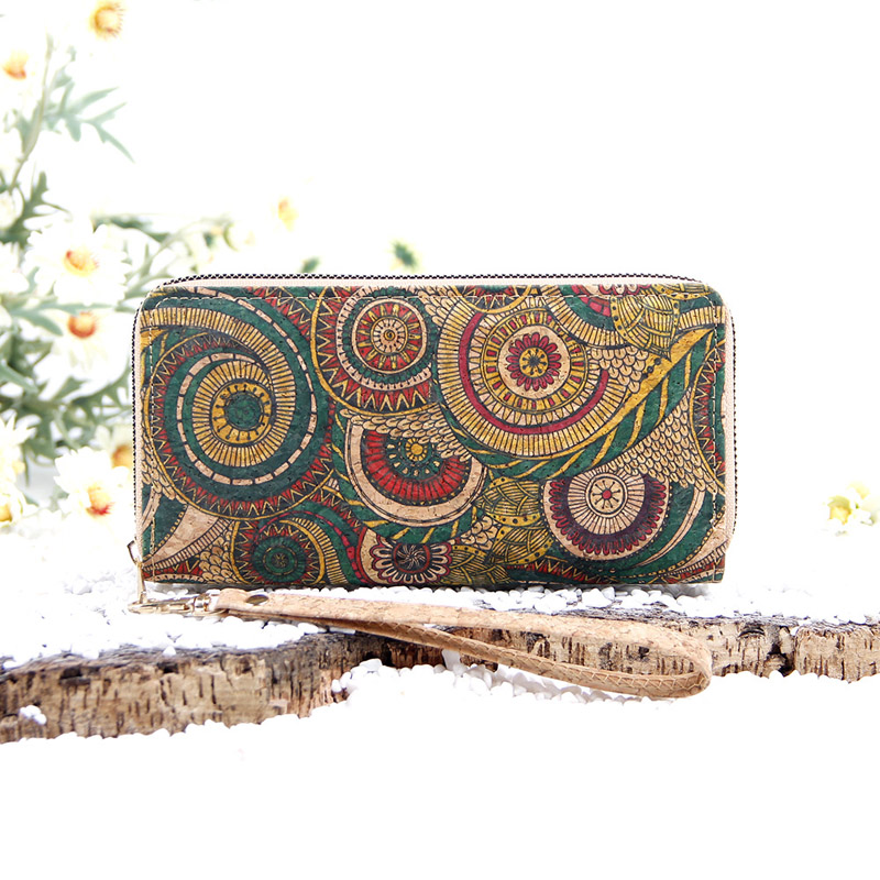 DHLCell Phone Pouches Retro Cork Flower National Printing Mulifunctional Phone Long Wallets Mix Style