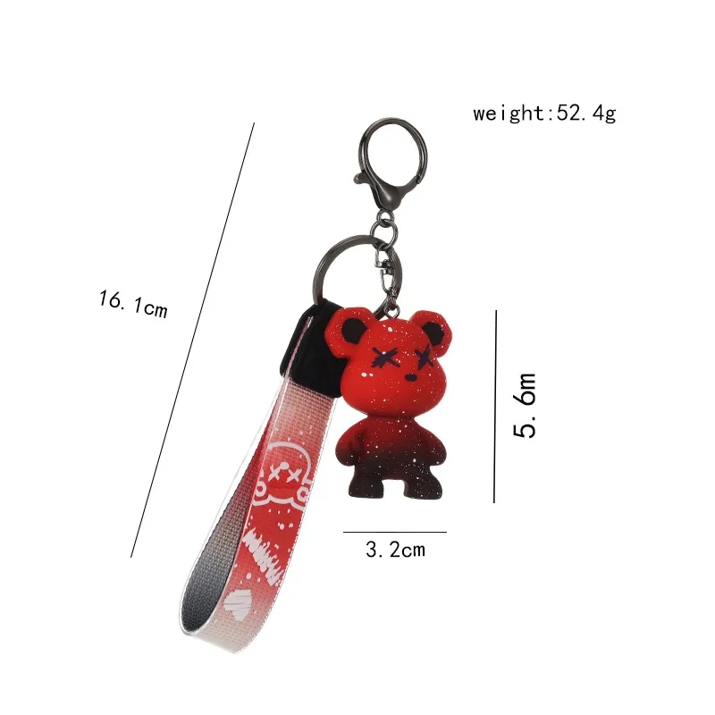 New resin transparent music bear keychains creative car bag lovers key chain small pendant wholesale 2024