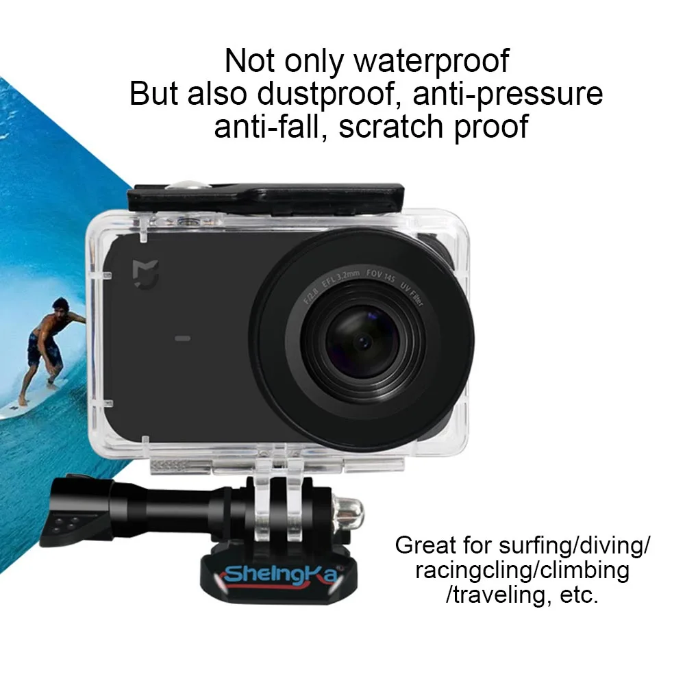 Caméras Gosear Boîtier de protection étanche Boîtier de coque pour Xiaomi Xiao Mi Mijia 4K Caméra d'action Plongée Surf Photographie sous-marine