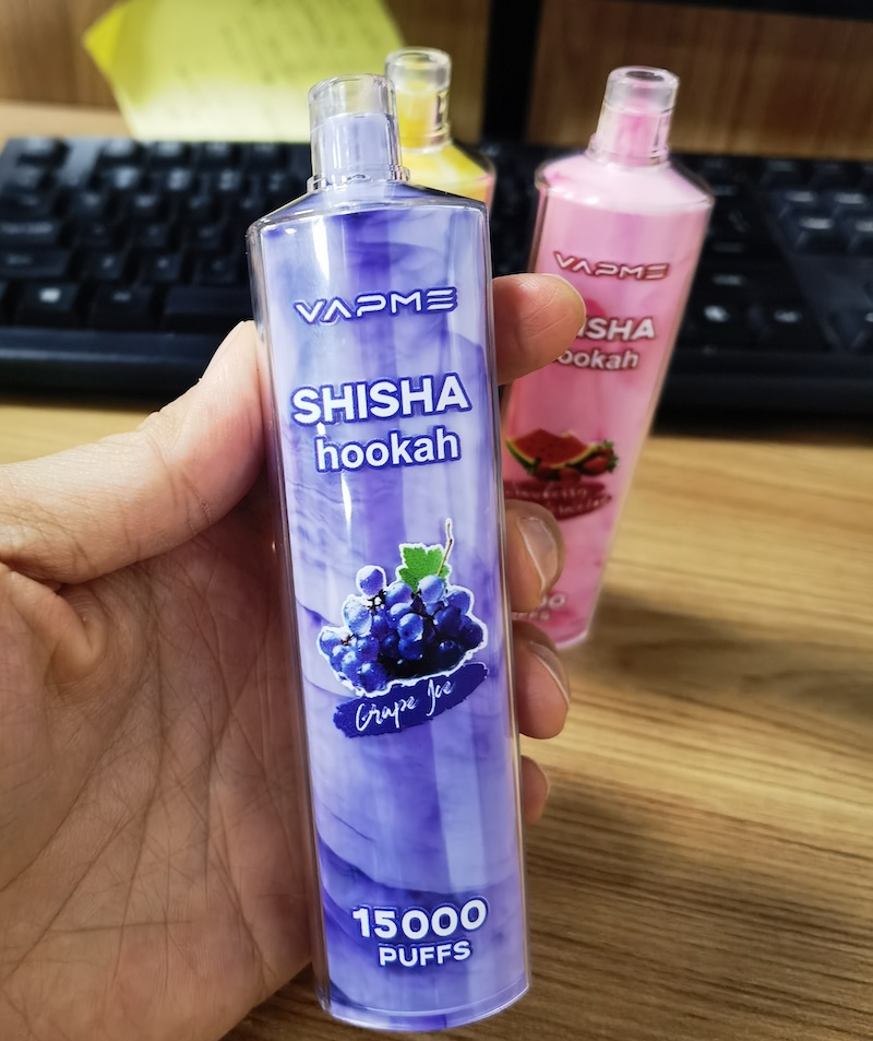 オリジナルのVapme Shisha Puff 15000パフVaper使い捨てベイプペン15kパフバン25mlプリフィルドカートリッジポッド650 mah充電式バッテリーLEDライトカラー