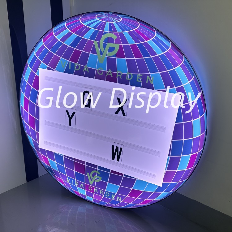 Bola circular tamanho personalizado, display brilhante, atacado, placa de mensagem iluminada por led, recarregável, 26 peças, lettles para eventos, bar noturno