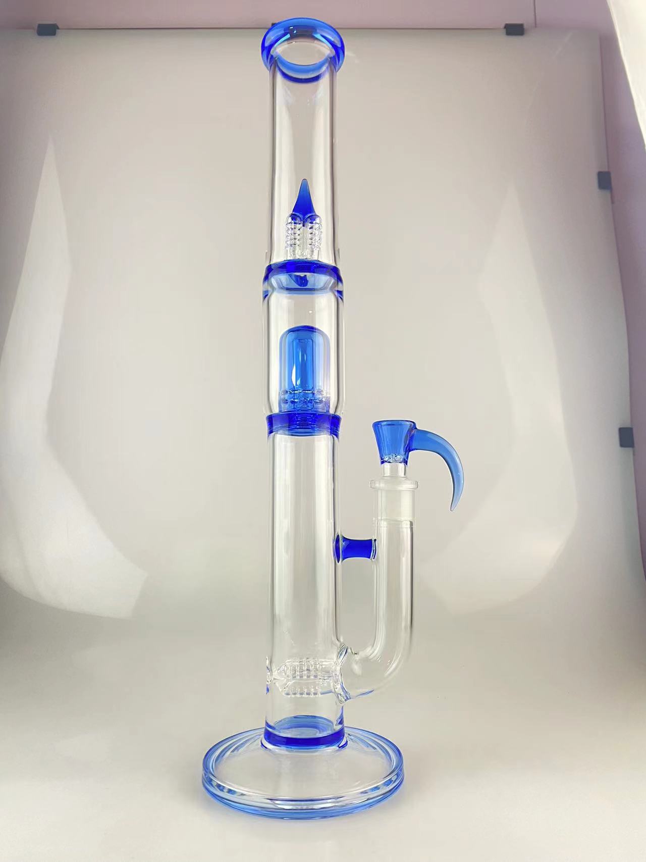 Cachimbos para fumar Cachimbos de 18 polegadas 18 mm detalhes articulados coloridos com azul cobalto funcionam bem de alta qualidade