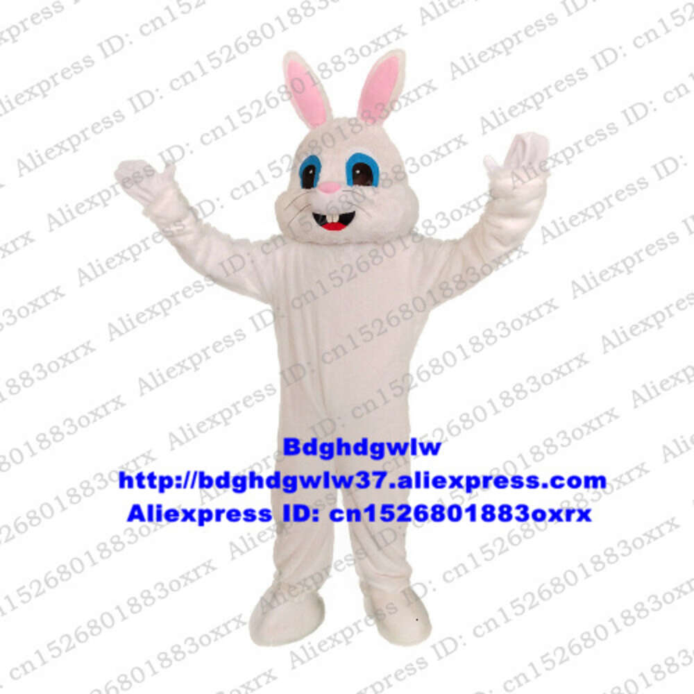 Mascot Costumes White Easter Bunny Rabbit Hare Mascot Costume Adult Cartoon Character Outfit Suit New Year Party Promotion Ambassador Zx2979