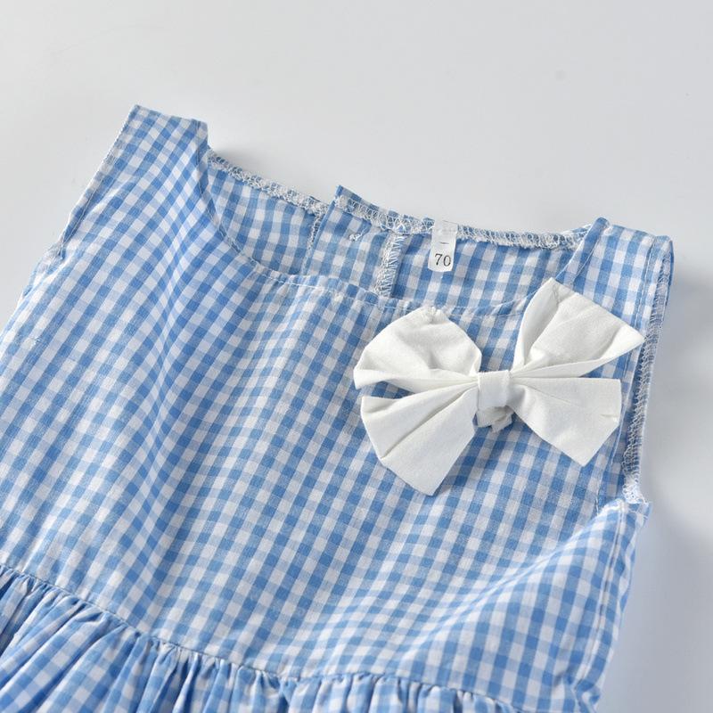 Baby Boy Girl Brother And Sister Matching Outfits Kids Plaid Sleeveless Dress And Boys Shorts Set