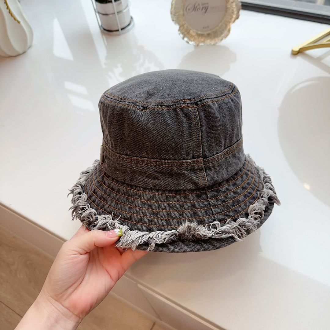 Püskül kenar tasarımcı kova şapka güneş gölgeleme açık tatil kot plajı şapka sergileyen yüz küçük metal harfler minimalist balıkçı şapkaları