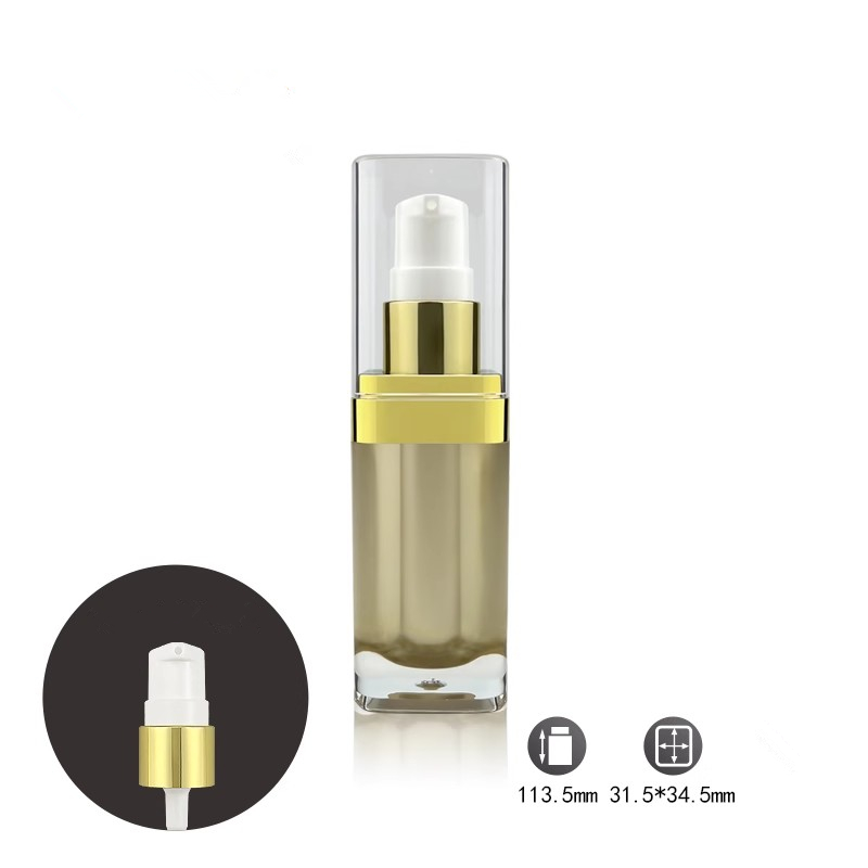 15 ml Återfyllningsbar tjock vägg akrylvakuumresor Emulsion Lotion Pump Bottle For Cosmetic