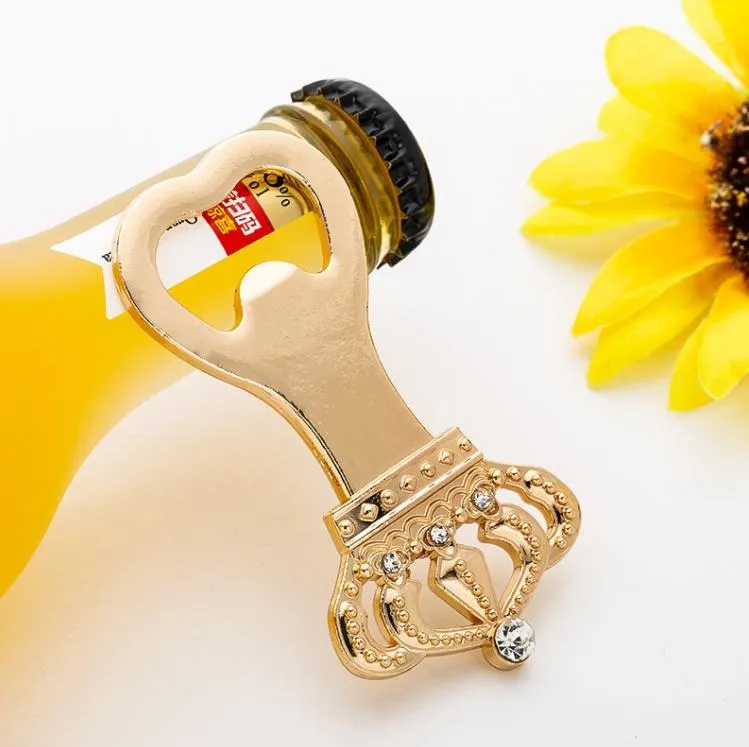 Gold Crown Bottle Openers Favors Giveaways Anniversary Birthday Gifts Wedding-Favors Bridal Shower Beer Opener