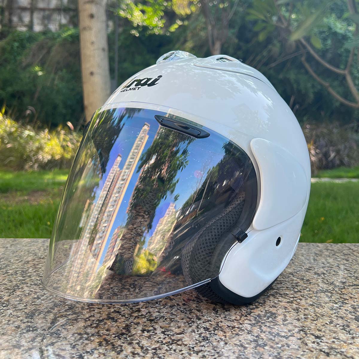 Casco moto open face ARA I Jet VZ-RAM nero lucido Casco moto da cross da corsa su strada