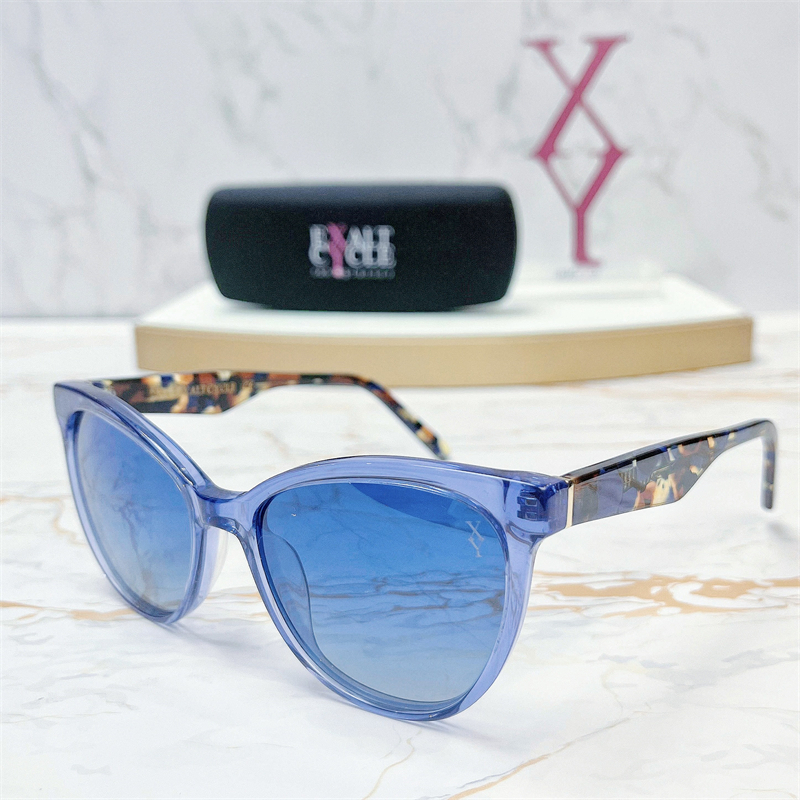 XY by EXALT CYCLE Cat Eye Acetate Sunglasses Women Overseas Polarized Lenses Italian Brand Designer Cellulose Bio Blue Brown Clear Fashion Thin Handmade XY2332