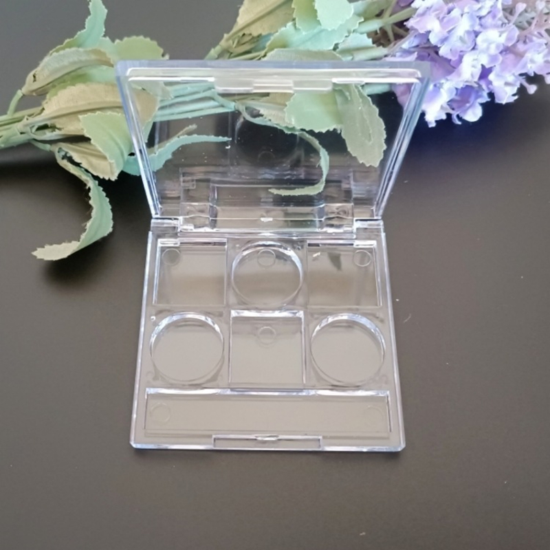 Estojo quadrado transparente para sombra, paleta de 9 grades, caixa de armazenamento de maquiagem para os olhos, prato vazio para sombra, faça você mesmo