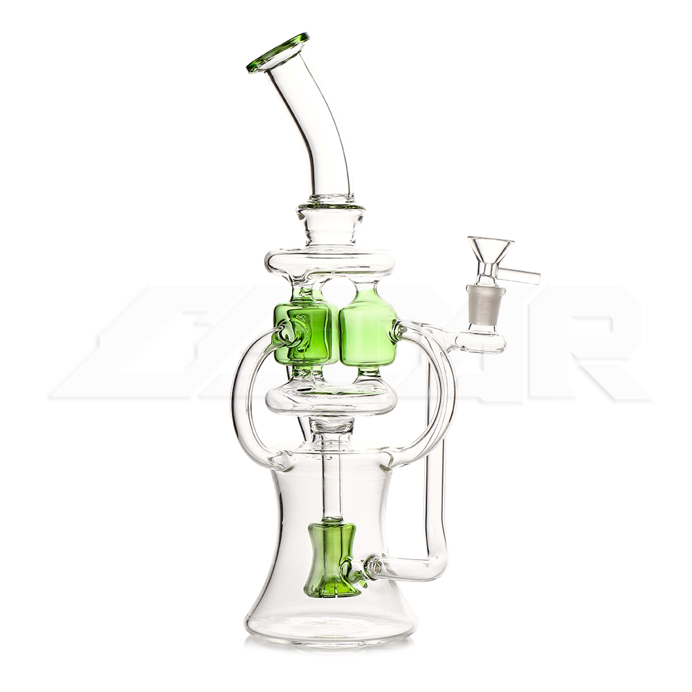 9,8 pouces Dab Rig coloré verre Bongs narguilés en ligne Perc conduites d'eau 14mm Joint huile plates-formes recycleur Bong barboteur