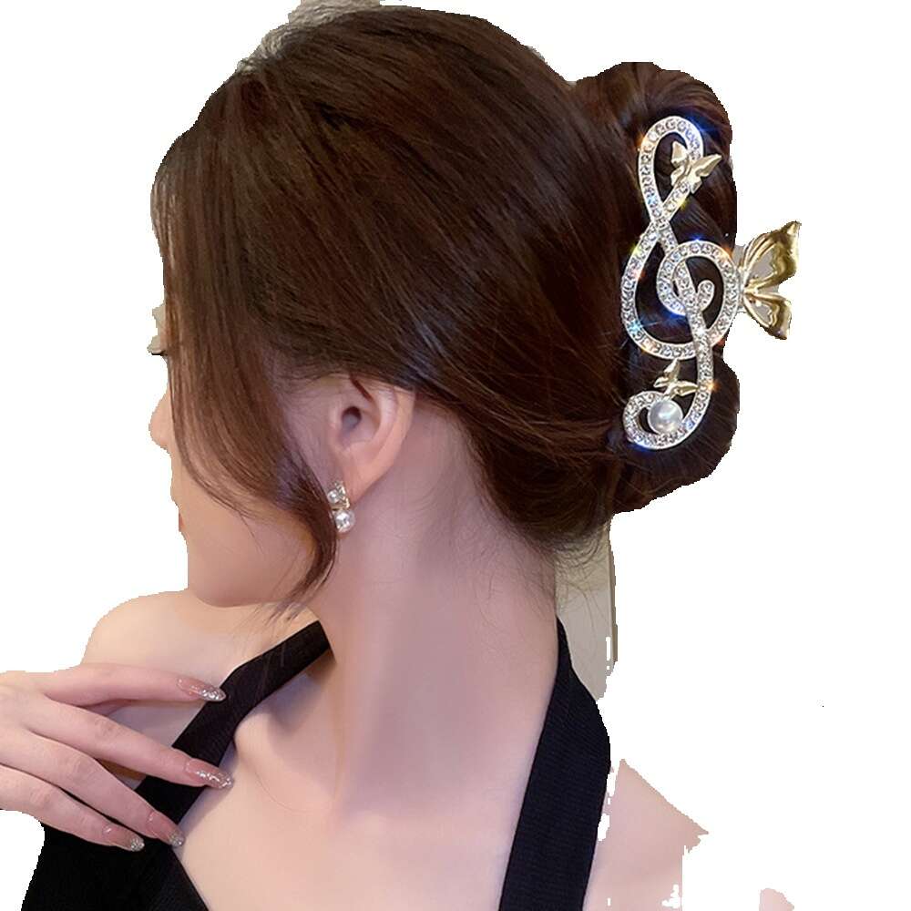 10.5cm Note Hairpin for Women Shiny Color Ponytail Hair Claw Hair Clips Ladies Pearl Rhinestone Butterfly Hair Accessories 2024 Hot Selling Designer Brands Korean