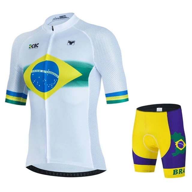 2024 Brésil vert maillot de cyclisme ensemble 19D vélo shorts kits Ropa Ciclismo hommes été séchage rapide vélo Maillot bas vêtements