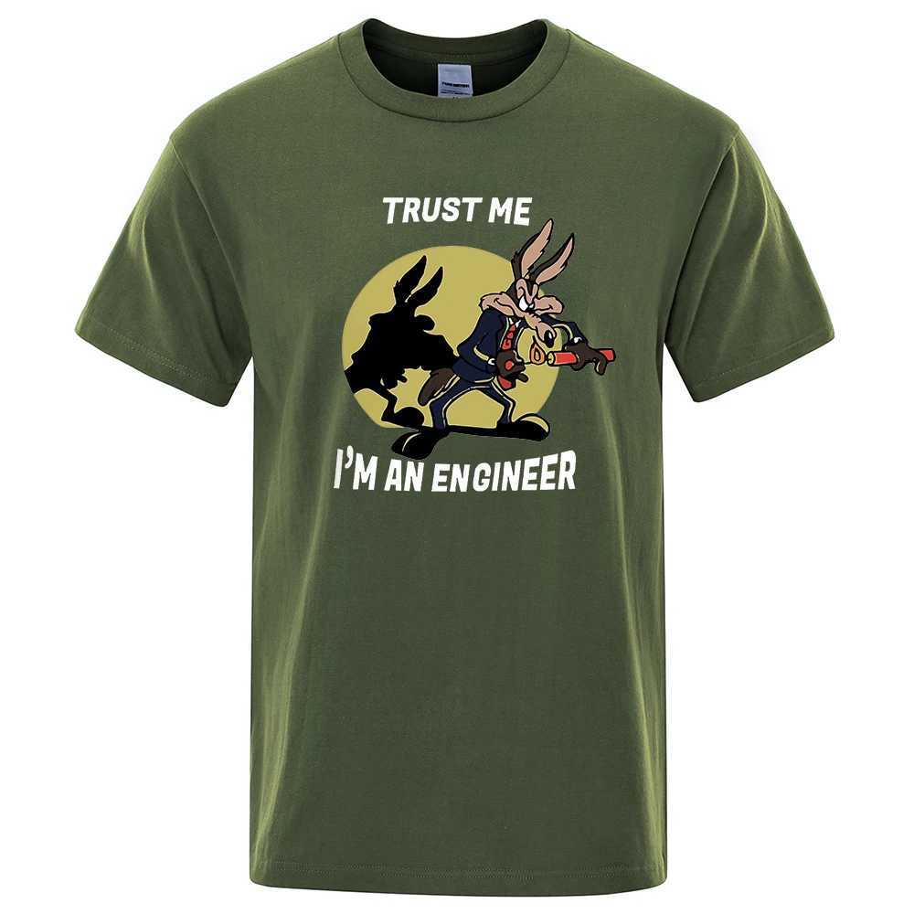 Homens camisetas Confie em mim im um engenheiro camiseta para homens puro algodão vintage t-shirt em torno do pescoço engenharia tees homem clássico roupas de grandes dimensões