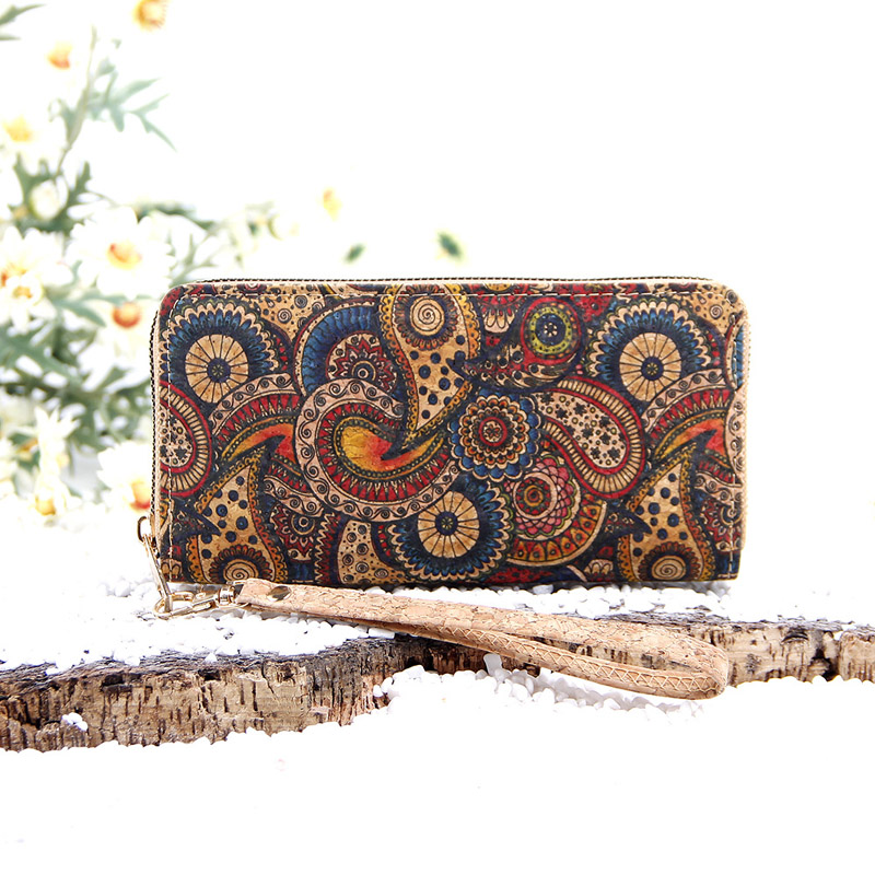 DHLCell Phone Pouches Retro Cork Flower National Printing Mulifunctional Phone Long Wallets Mix Style