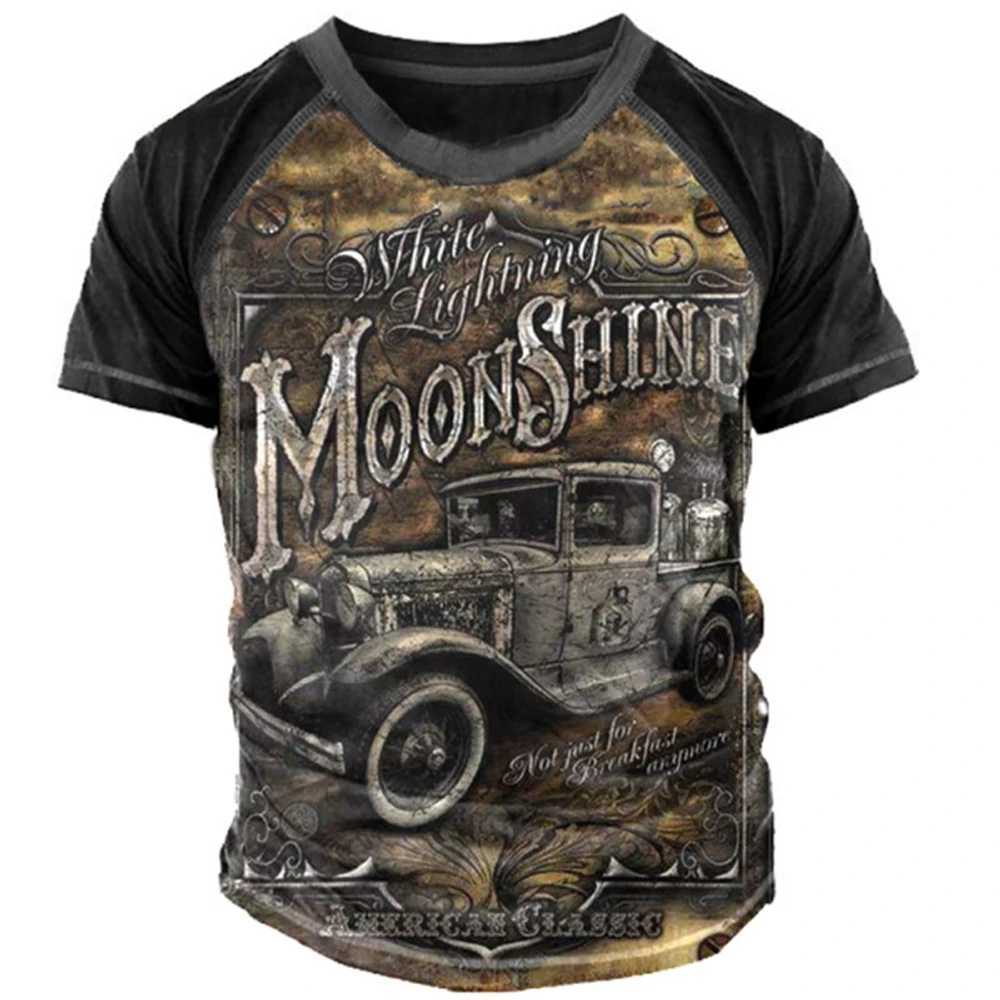 T-shirts voor heren Vintage motorfiets T-shirt 3D-print Casual korte mouw Losse oversized t-shirts voor mannen Sweatshirt Heren topkleding Camise