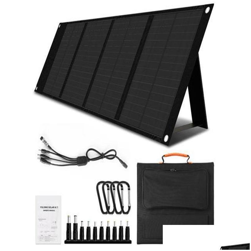 Flexibele zonnepanelen 120W opvouwbare paneelladerkit Draagbare opvouwbare generator met 2 USB-poorten Apparaat voor camper Bootcamper Drop Deliv Otwfx