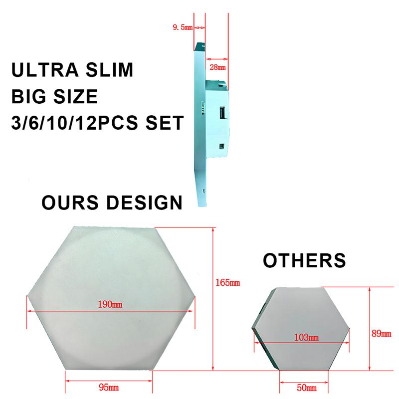 hexagon Quantum Lights RGB Ultra 얇은 더 큰 DIY WIFI 블루 이빨 벽 가벼운 밤 조명 게임 룸