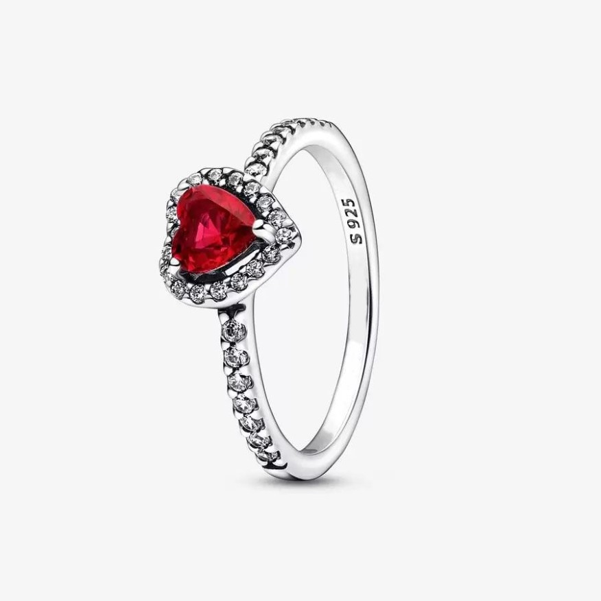 925 Sterling Silver Elevated Red Heart Ring for Women Wedding Rings Fashion Engagement Jewelry Accessories247o