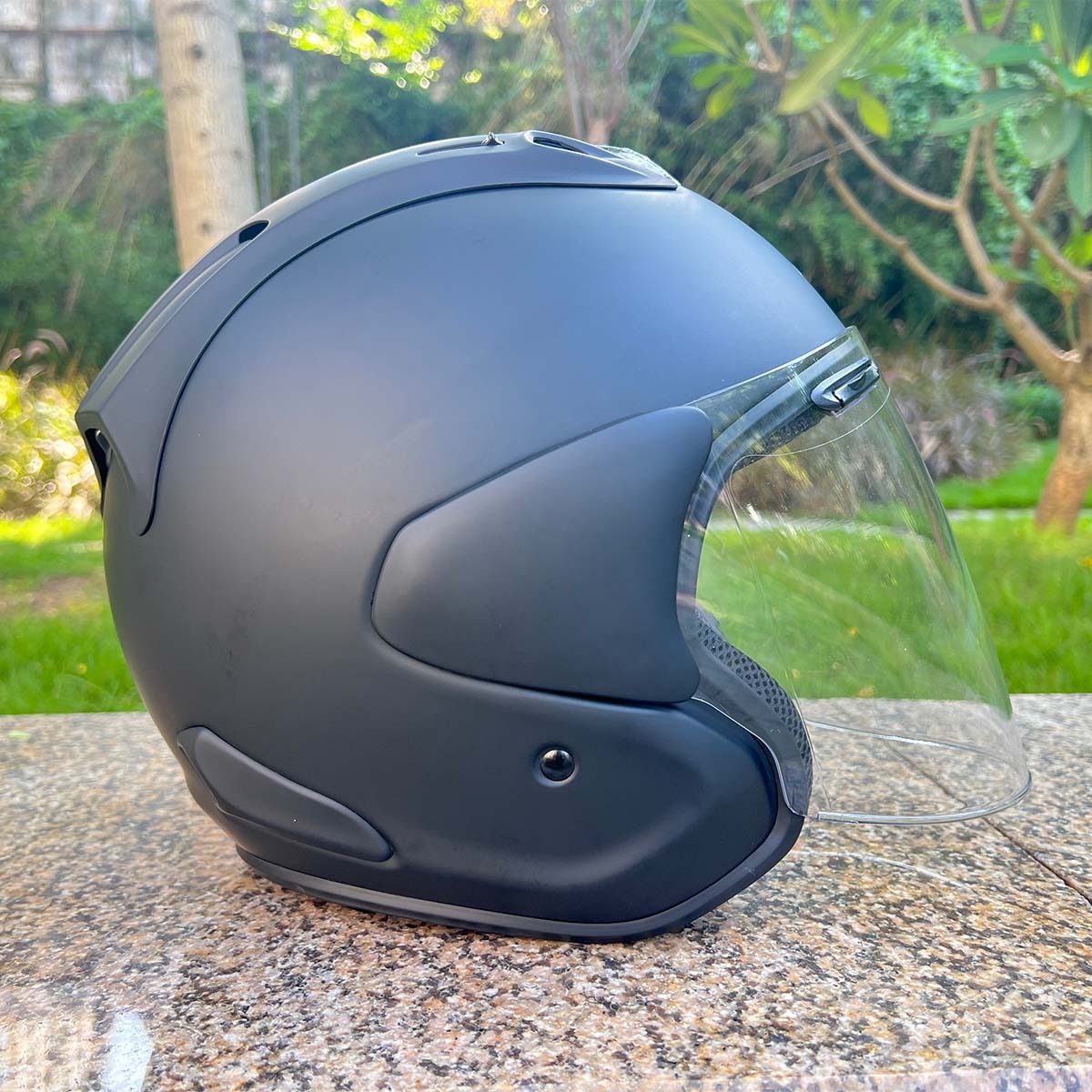 ARA I Jet VZ-RAM glänzend schwarzer offener Helm, Off-Road-Rennen, Motocross-Motorradhelm