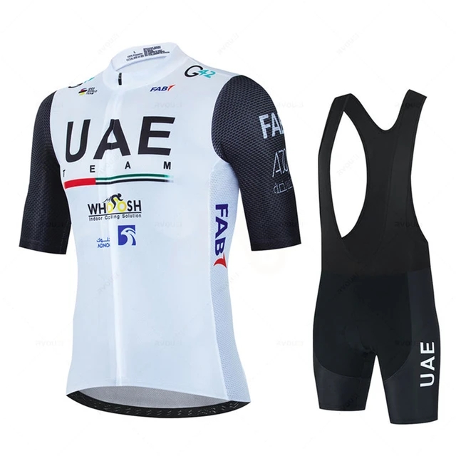 2024 UAE 사이클링 저지 세트 19D 자전거 반바지 키트 ROPA CICLISTO MENS 여름 QUICK DRY BIYCLING MAILLOT 바닥 의류