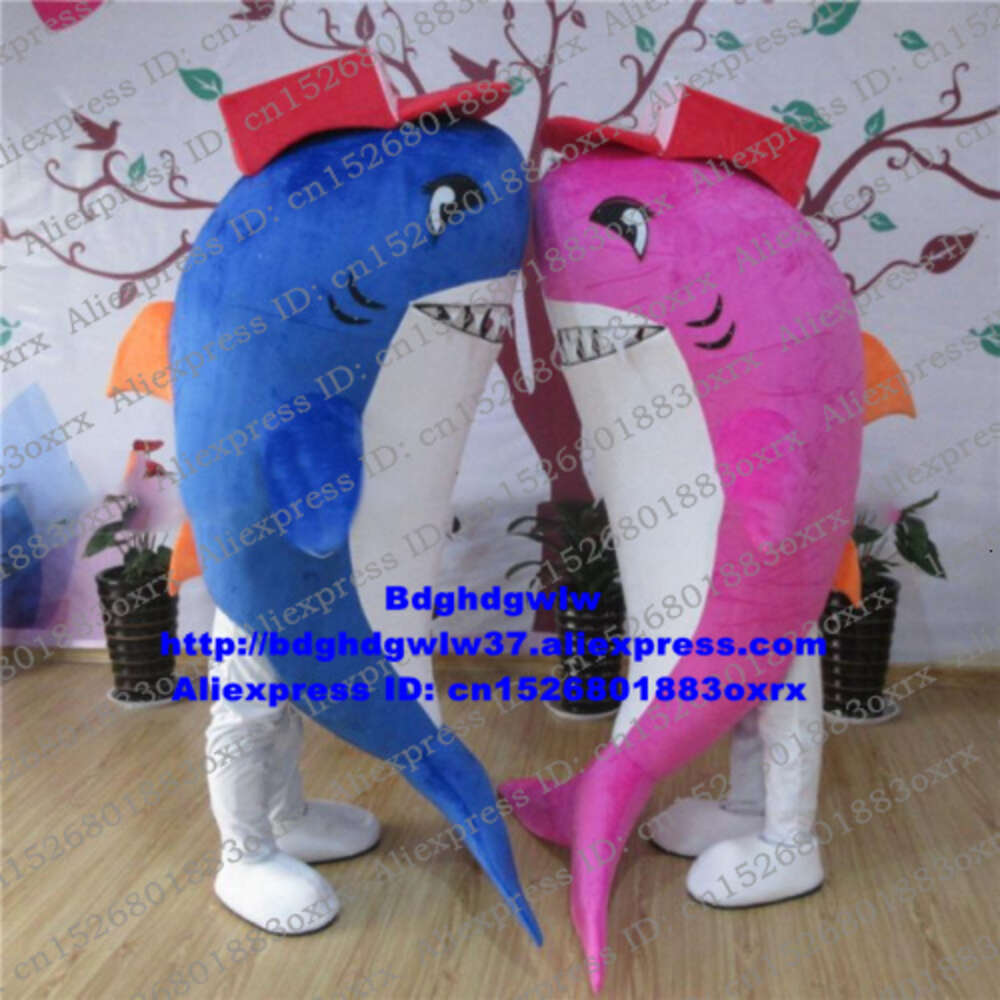 Costumes de mascotte Costume de mascotte de requin rose bleu Costume de personnage de dessin animé adulte Costume publicité et publicité scène professionnelle magique Zx2