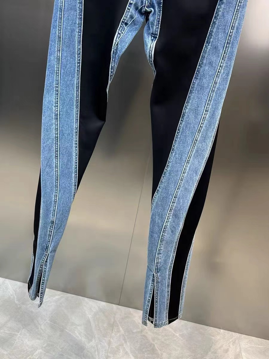 Spedizione gratuita 2024 pannelli blu pannelli dritti dritti jeans designer logo pulsanti pannelli pannelli da donna 3114