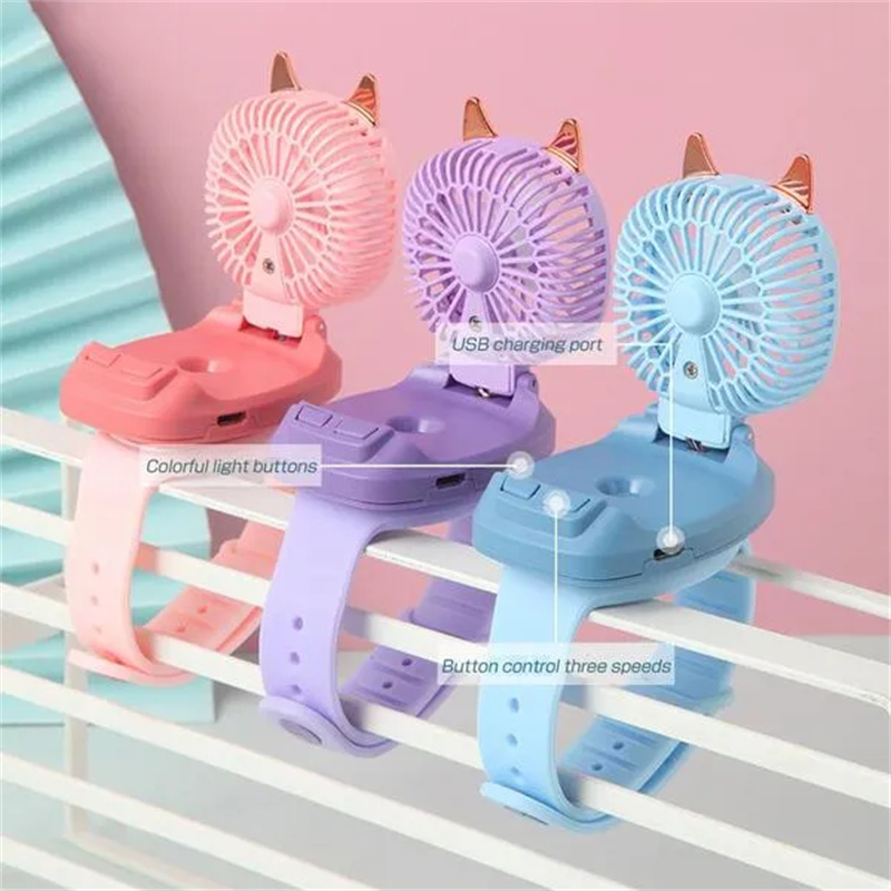 Cooling Mini Watch Fan Fan Hally Hally Creative Rotatable Detachable USB شحن المعصم الصيفي للمعصم في الداخل في الهواء الطلق