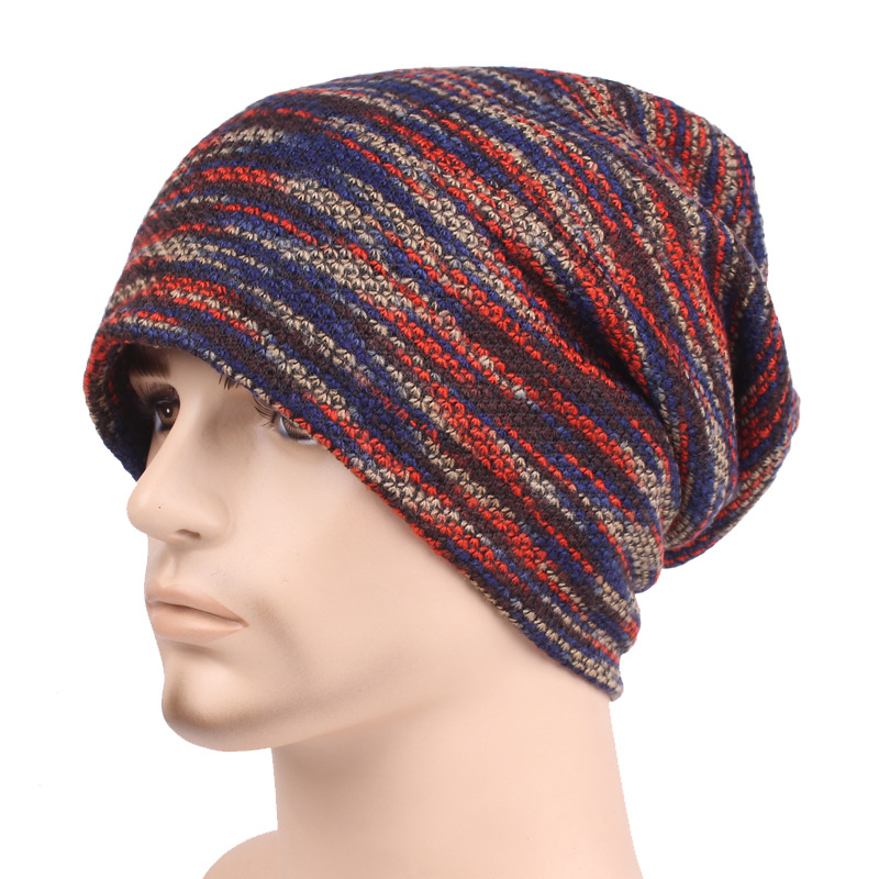 Bonnet tricoté femmes Skullies bonnets hiver chapeaux pour hommes Bonnet rayé casquettes chaud Baggy doux femme laine mâle Bonnet chapeau HCS356