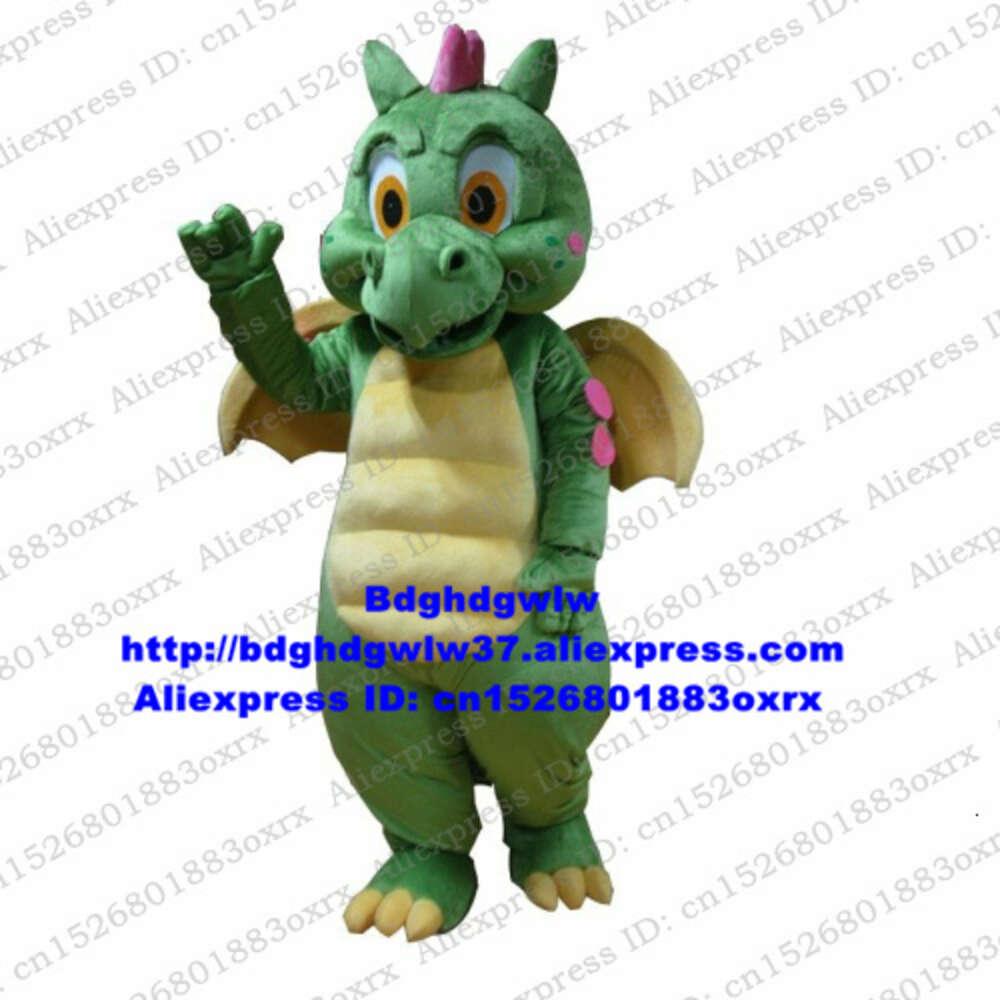 Costumes de mascotte Ptérosaure vert Ptérodactyle Dragon Dinosaure Dino Costume de mascotte Personnage accueillant Banque Routine Press Briefing Zx288