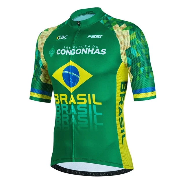 2024 Brésil vert maillot de cyclisme ensemble 19D vélo shorts kits Ropa Ciclismo hommes été séchage rapide vélo Maillot bas vêtements