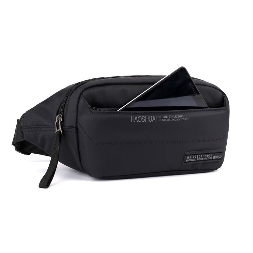 Riñonera informal para exteriores, riñonera de nailon negro para hombre, bolsa para el pecho, bolsa para teléfono, Banana Hip, primavera 2020, New270d