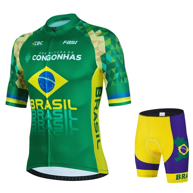 2024 Brésil vert maillot de cyclisme ensemble 19D vélo shorts kits Ropa Ciclismo hommes été séchage rapide vélo Maillot bas vêtements