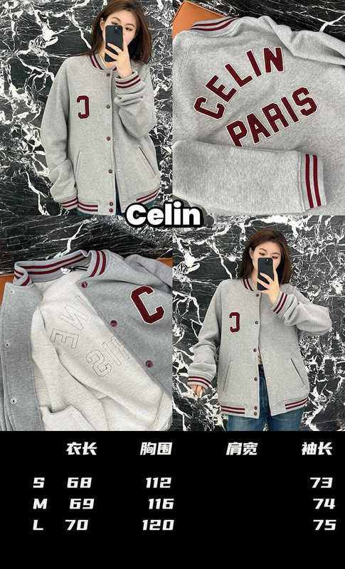 Women's Jackets designer CE Home's 23 Autumn/Winter New Men's and Same Style Cardigan Sweater Baseball Suit Red C Letter Back Width YJS5