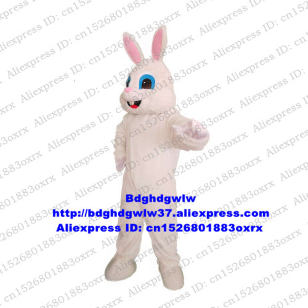 Mascot Costumes White Easter Bunny Rabbit Hare Mascot Costume Adult Cartoon Character Outfit Suit New Year Party Promotion Ambassador Zx2979