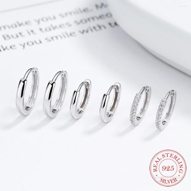 Hoop örhängen söt 925 Sterling Silver Round Cz Circles Small Loop Huggies For Women Jewelry Barn Baby Barn Girls Aretes253m