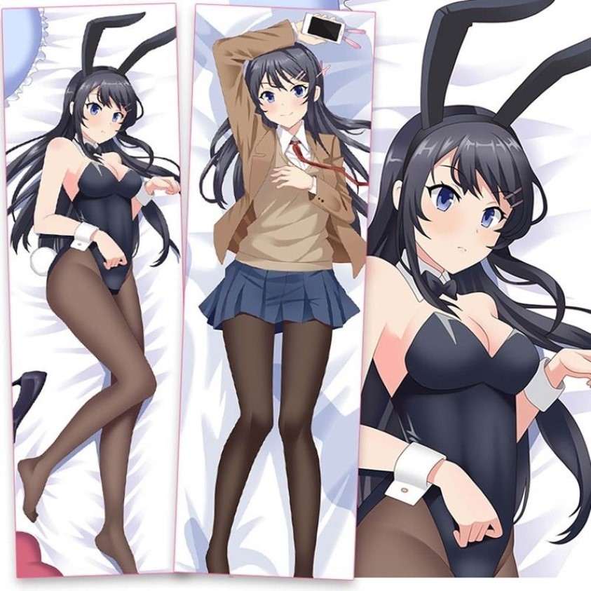 Rascal drömmer inte om Bunny Girl Senpai Seishun BuTa Yaro Sakurajima Mai kramar kroppskudde Dakimakura kuddfodral omslag 2274R