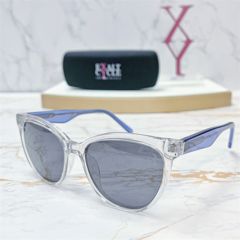 XY by EXALT CYCLE Cat Eye Acetate Sunglasses Women Overseas Polarized Lenses Italian Brand Designer Cellulose Bio Blue Brown Clear Fashion Thin Handmade XY2332