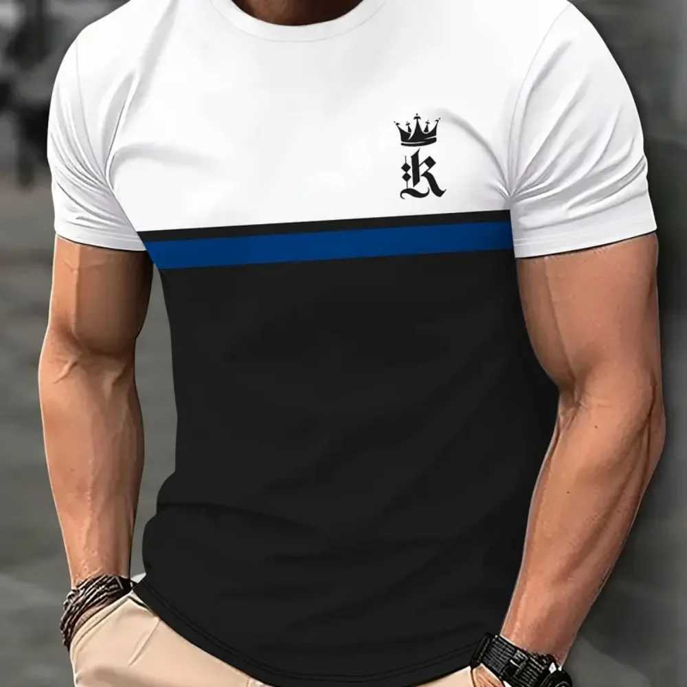 メンズTシャツカジュアルプリントメンズ3D Tシャツストライプ服サマー半袖ティーハラジュクストリートTシャツ毎日男性特大のオネックプルオーバー