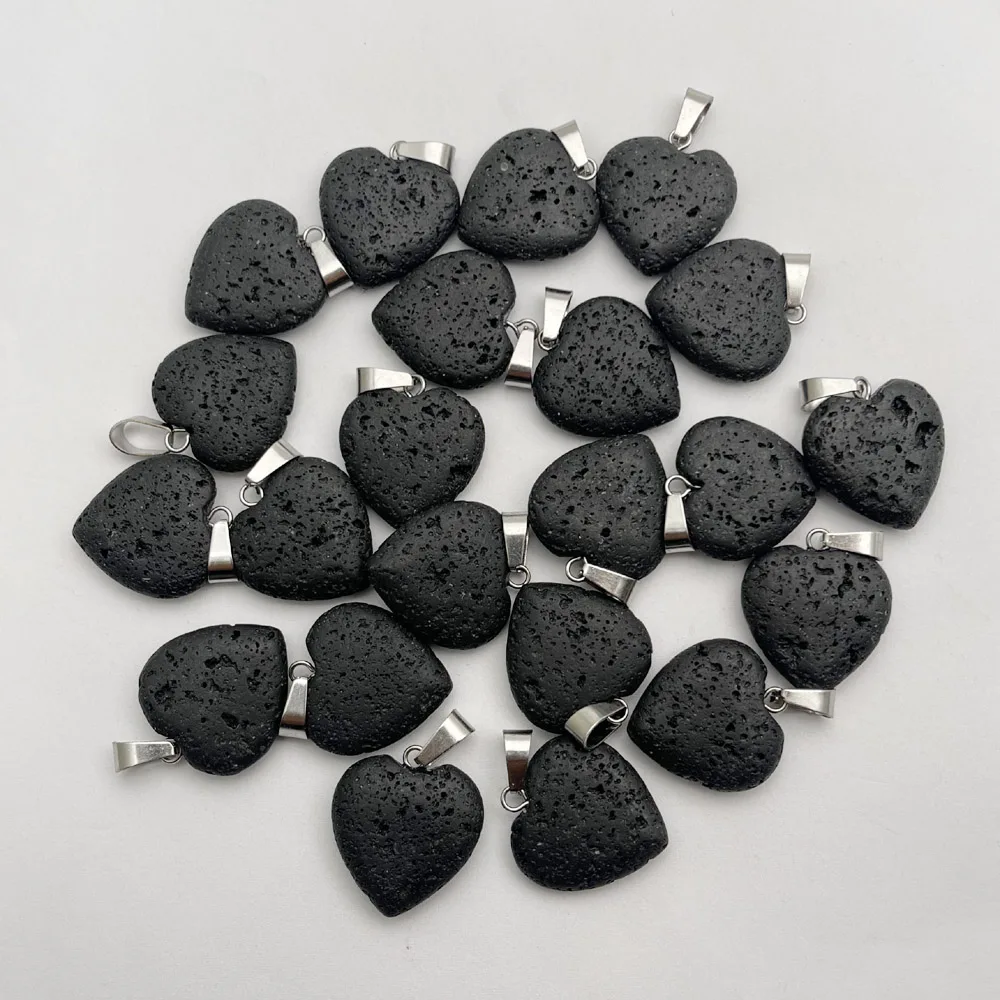 HJÄRT KVALITET HJÄRT STAR CROSS Vulkanisk Rock Natural Lava Stone Pendant Halsband för att göra smycken Charm Pendulum