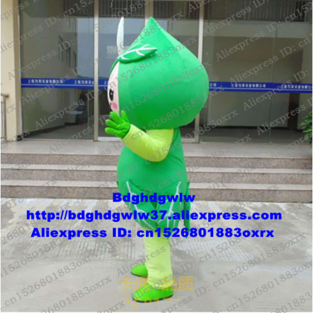 Costumes de mascotte Fleur verte Pêche Prunus Costume de mascotte Adulte Personnage de dessin animé Costume Costume Dîner de bienvenue Compaign promotionnel Zx2901